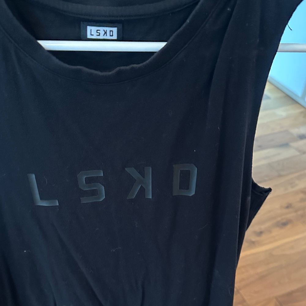 LSKD Black Muscle Tank shirt  dress /Cover-up